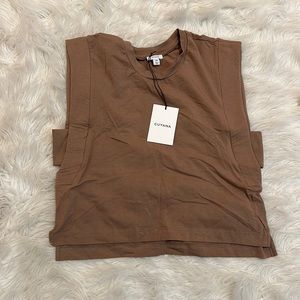 New Cuyana Cropped Tank in Cappuccino
